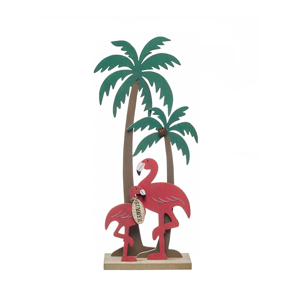 Decoração em Madeira -Flamingos Palmeira
